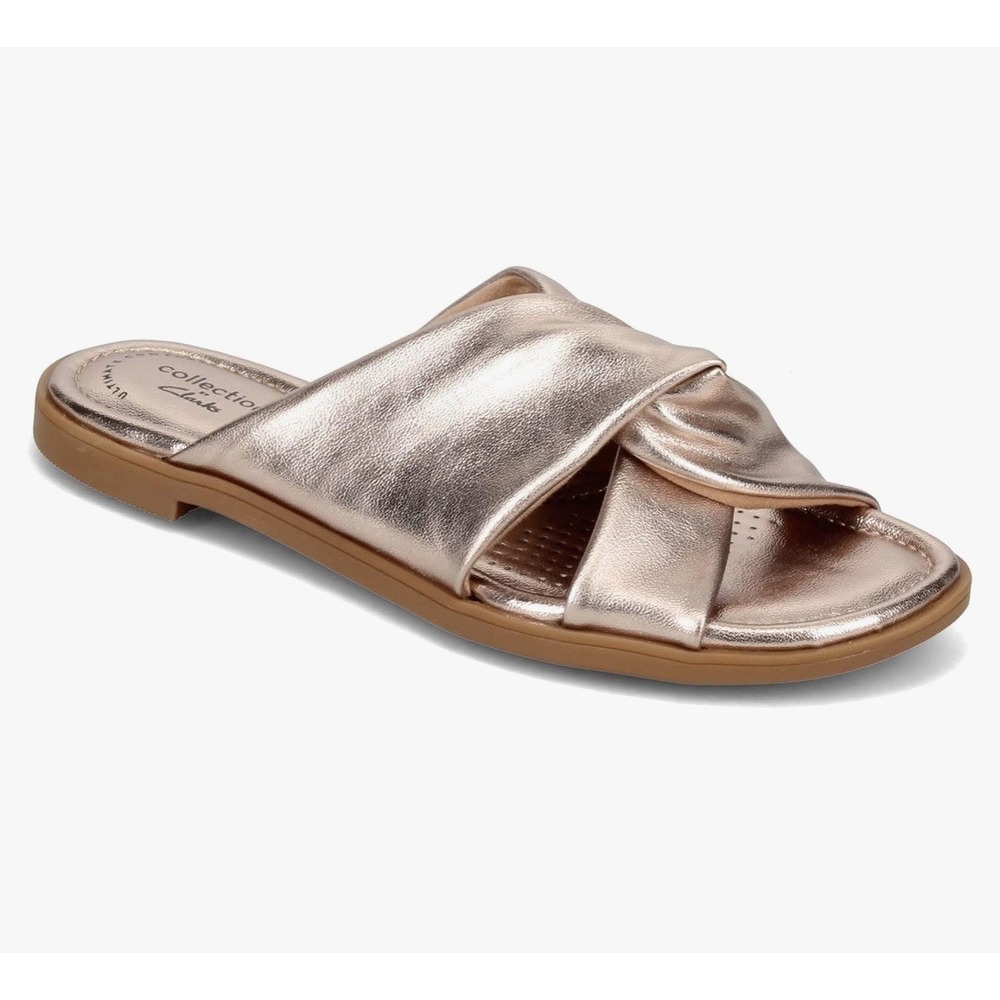 Clarks Collection Twisted Upper Sandals Reyna Twist Metallic Womens 9 NWOT